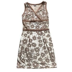 SISON Vintage Tan/Brown Floral Burnout Velvet Mini Dress 70s Style Y2K Fairycore